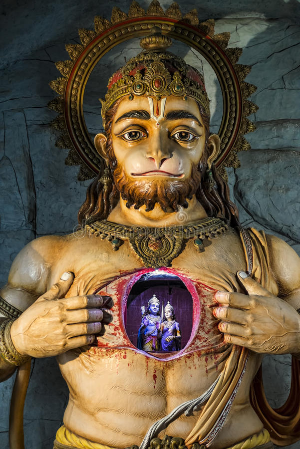 illuminated statue hanuman showing rama sita parmath niketan ashram rishikesh 41935667